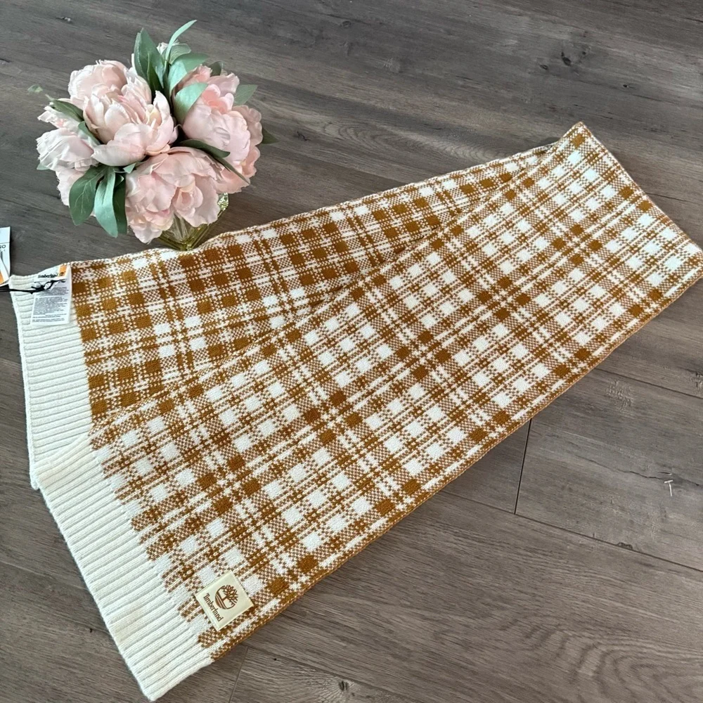 New Timberland Wheat‎ & Cream Plaid Scarf